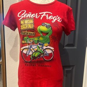 Senior Frogs T-Shirt Nassau Bahamas souvenir bar women’s sz XL EUC stretchy